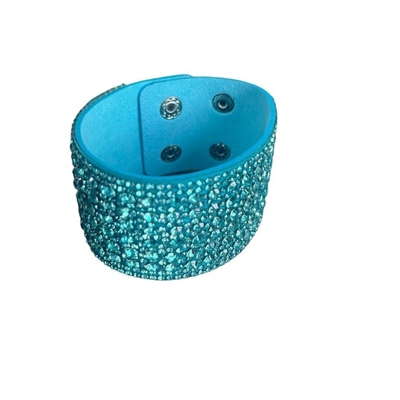 Blue Rhinestone Studded Cuff Bracelet - Picture 4 of 5